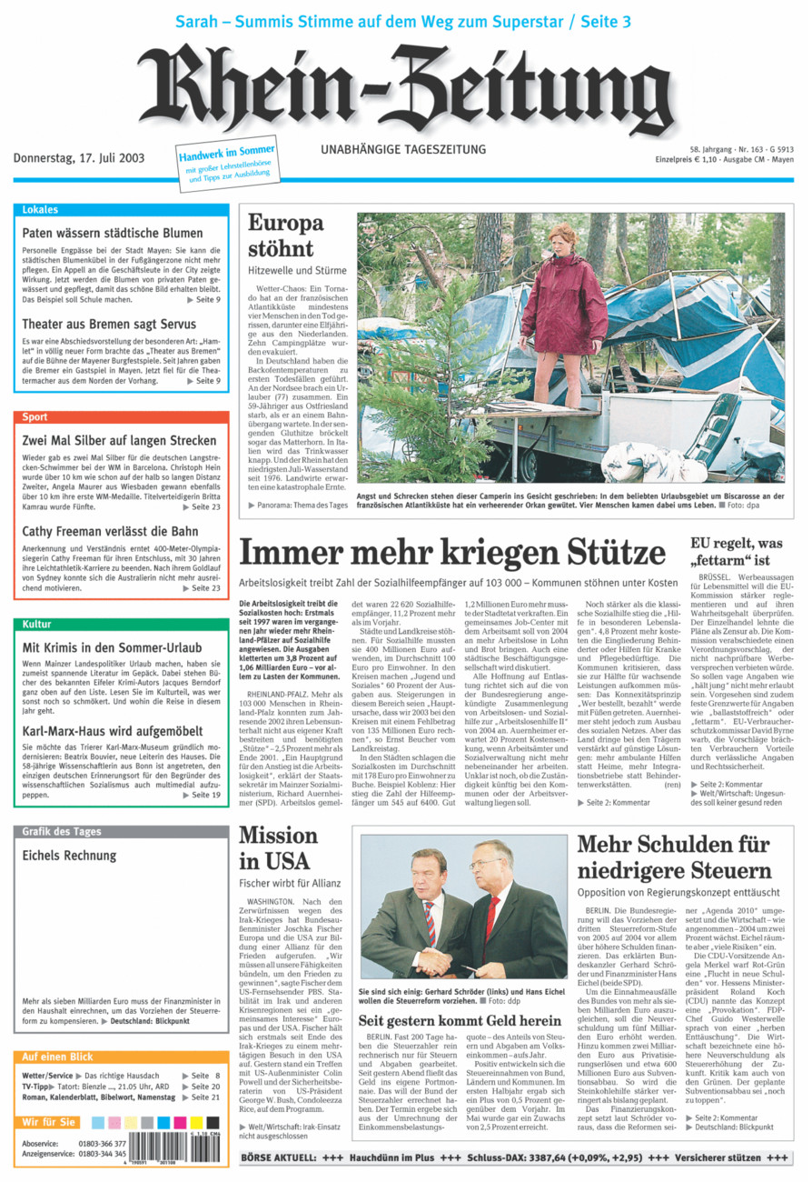 Rhein-Zeitung Andernach & Mayen vom Donnerstag, 17.07.2003
