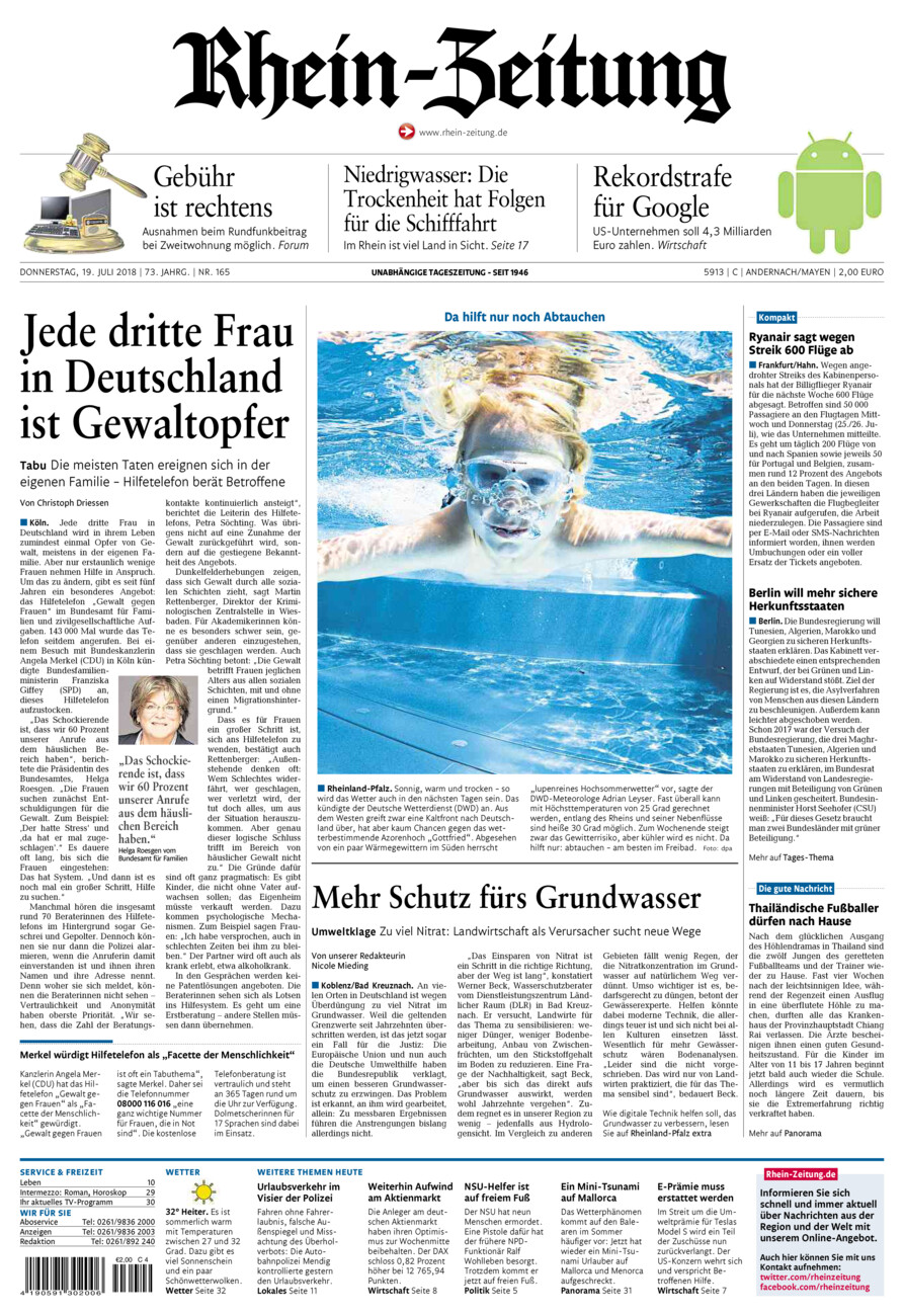 Rhein-Zeitung Andernach & Mayen vom Donnerstag, 19.07.2018