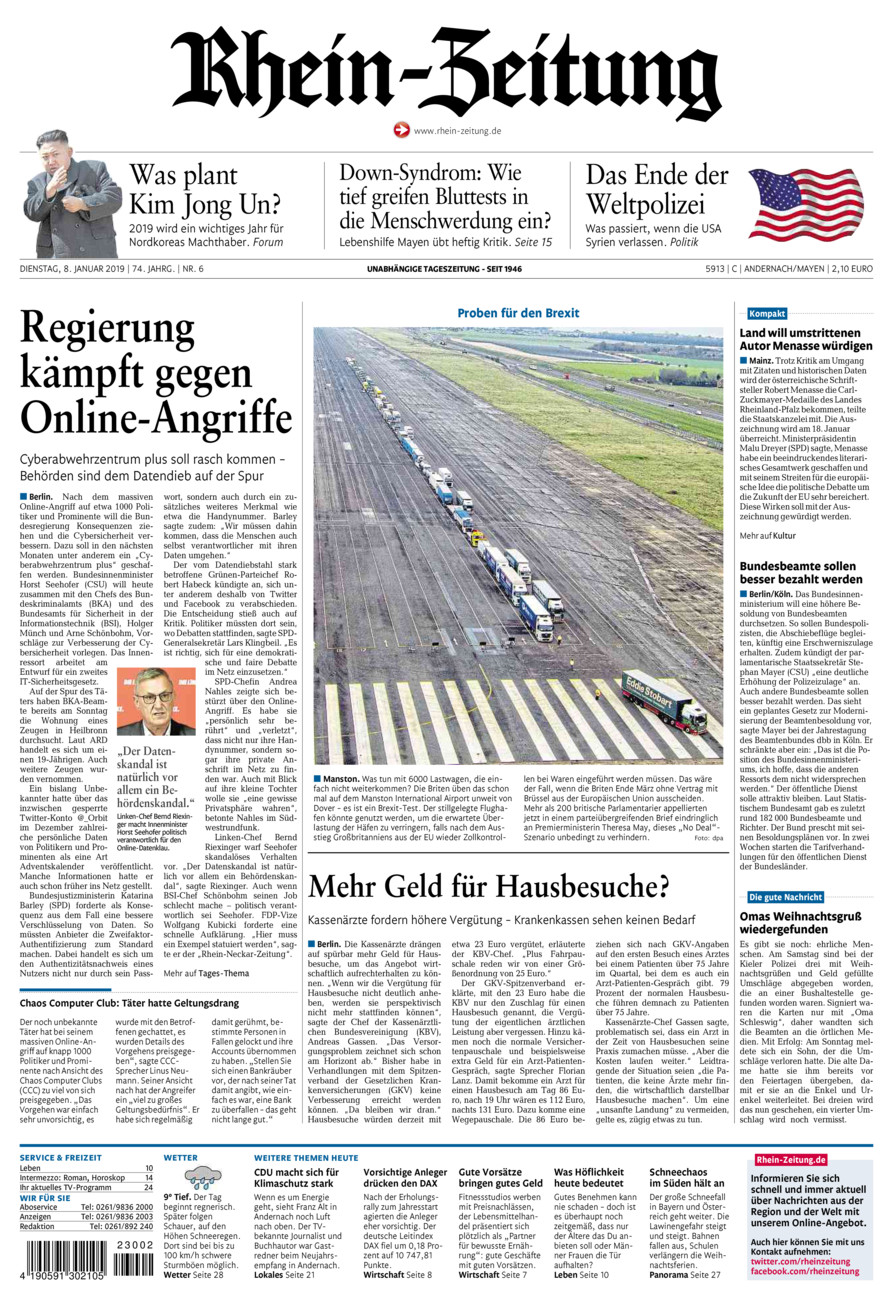 Rhein-Zeitung Andernach & Mayen vom Dienstag, 08.01.2019
