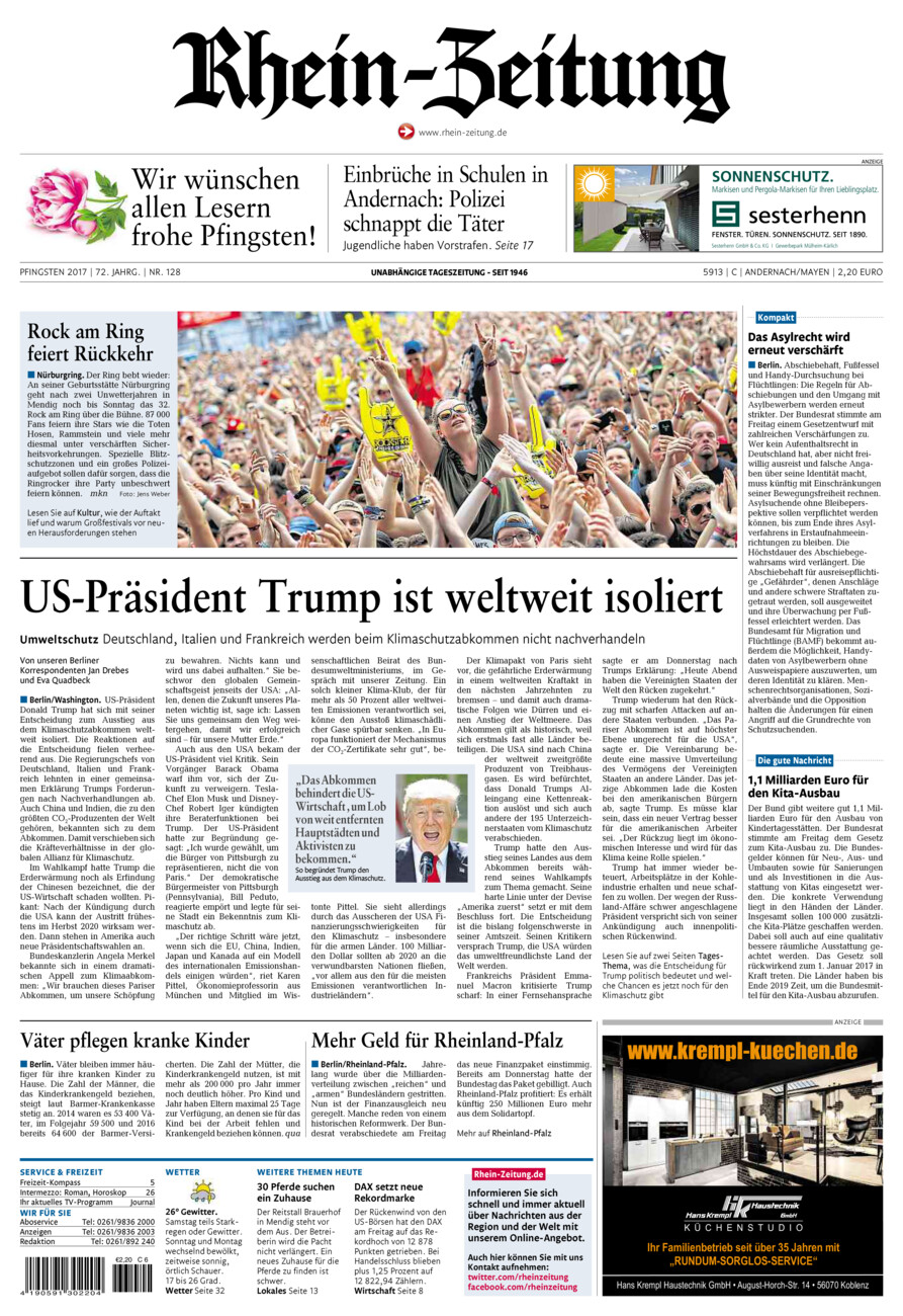 Rhein-Zeitung Andernach & Mayen vom Samstag, 03.06.2017