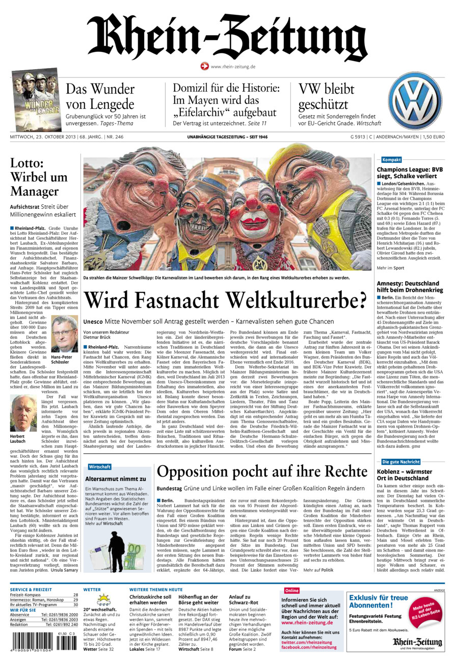 Rhein-Zeitung Andernach & Mayen vom Mittwoch, 23.10.2013