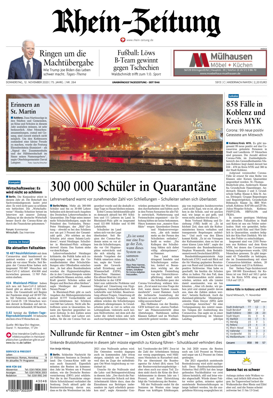 Rhein-Zeitung Andernach & Mayen vom Donnerstag, 12.11.2020