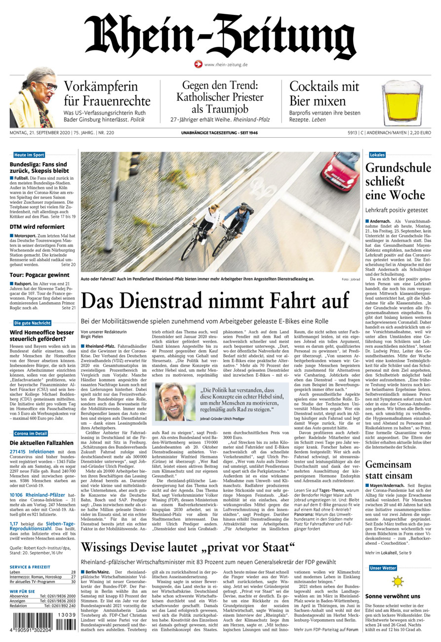 Rhein-Zeitung Andernach & Mayen vom Montag, 21.09.2020
