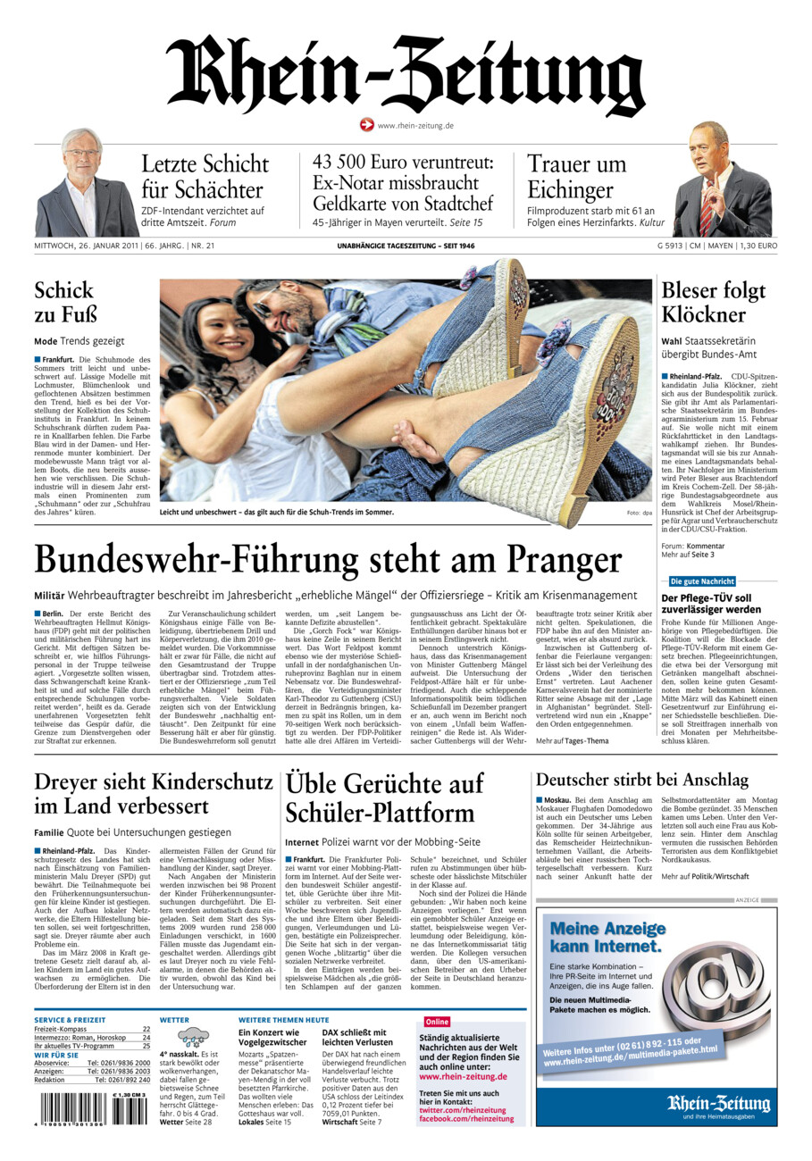 Rhein-Zeitung Andernach & Mayen vom Mittwoch, 26.01.2011