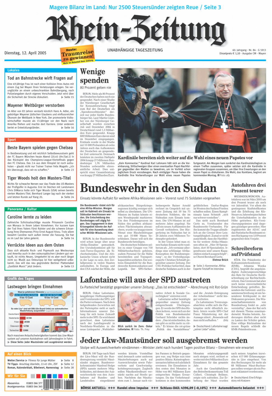 Rhein-Zeitung Andernach & Mayen vom Dienstag, 12.04.2005