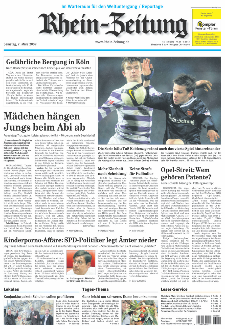 Rhein-Zeitung Andernach & Mayen vom Samstag, 07.03.2009