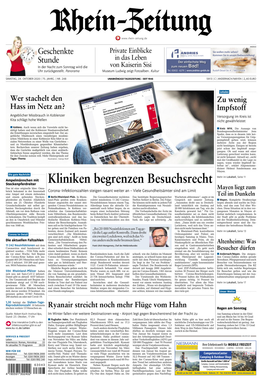 Rhein-Zeitung Andernach & Mayen vom Samstag, 24.10.2020