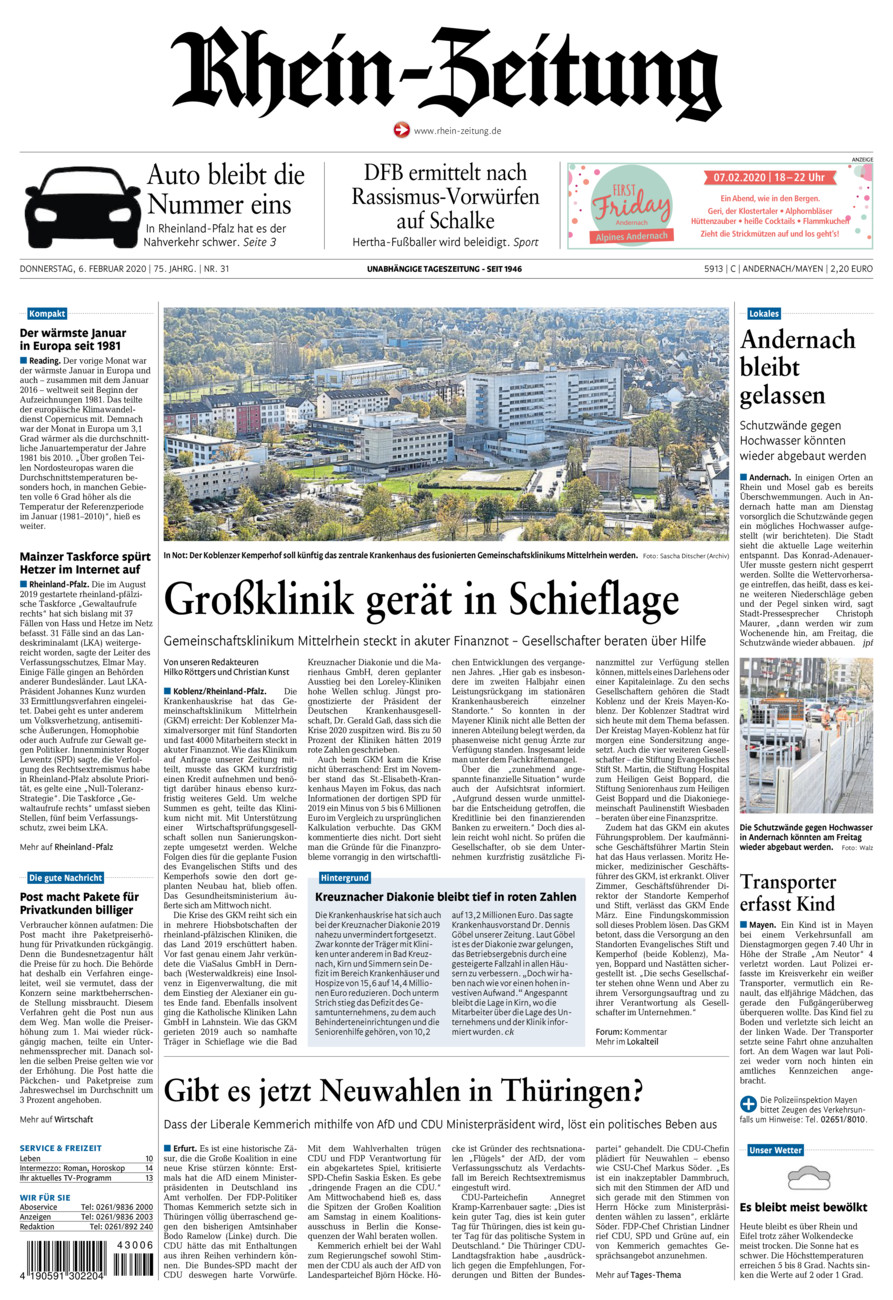 Rhein-Zeitung Andernach & Mayen vom Donnerstag, 06.02.2020