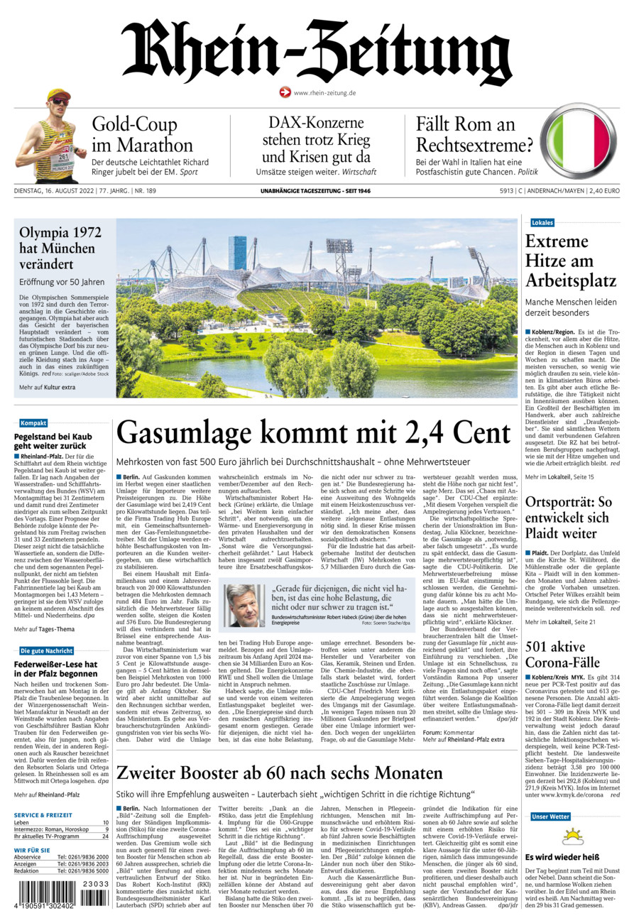 Rhein-Zeitung Andernach & Mayen vom Dienstag, 16.08.2022