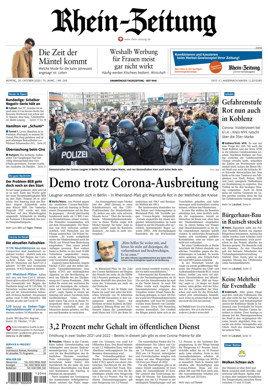 Rhein-Zeitung Andernach & Mayen vom Montag, 26.10.2020