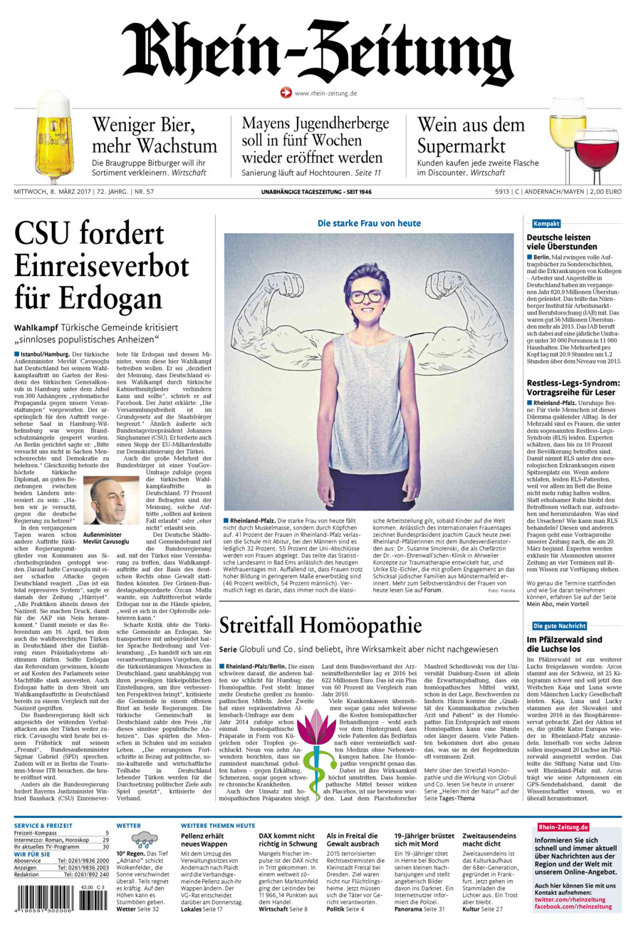 Rhein-Zeitung Andernach & Mayen vom Mittwoch, 08.03.2017