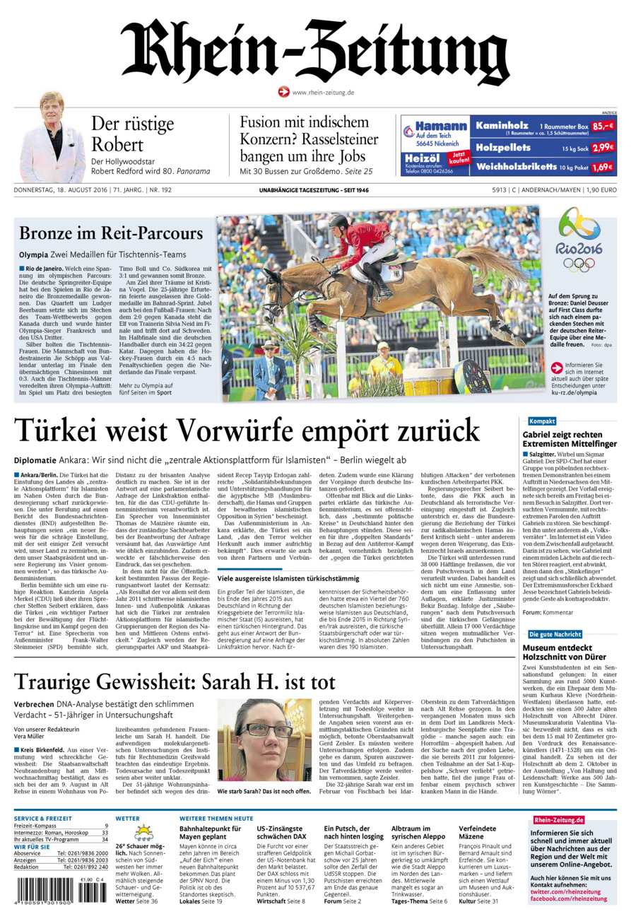 Rhein-Zeitung Andernach & Mayen vom Donnerstag, 18.08.2016