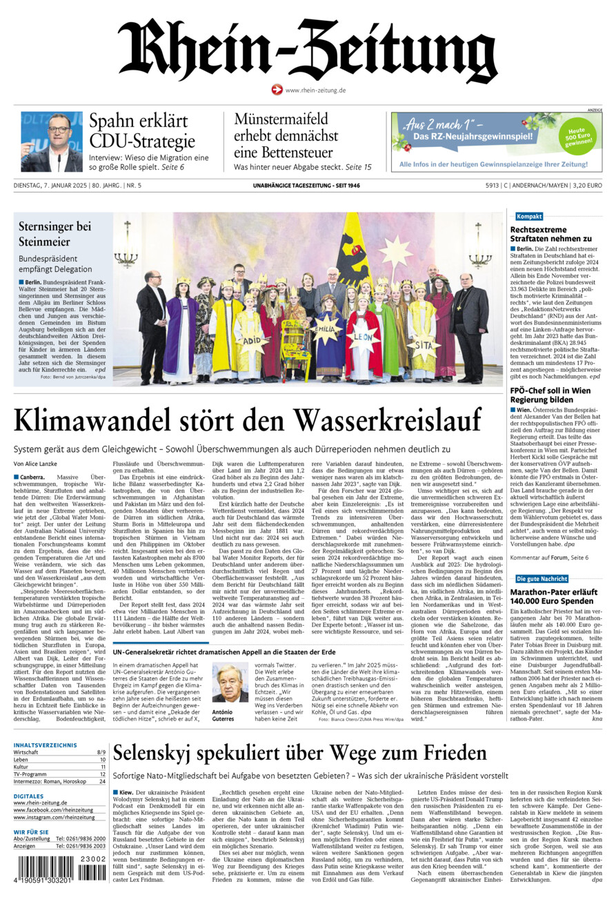 Rhein-Zeitung Andernach & Mayen vom Dienstag, 07.01.2025