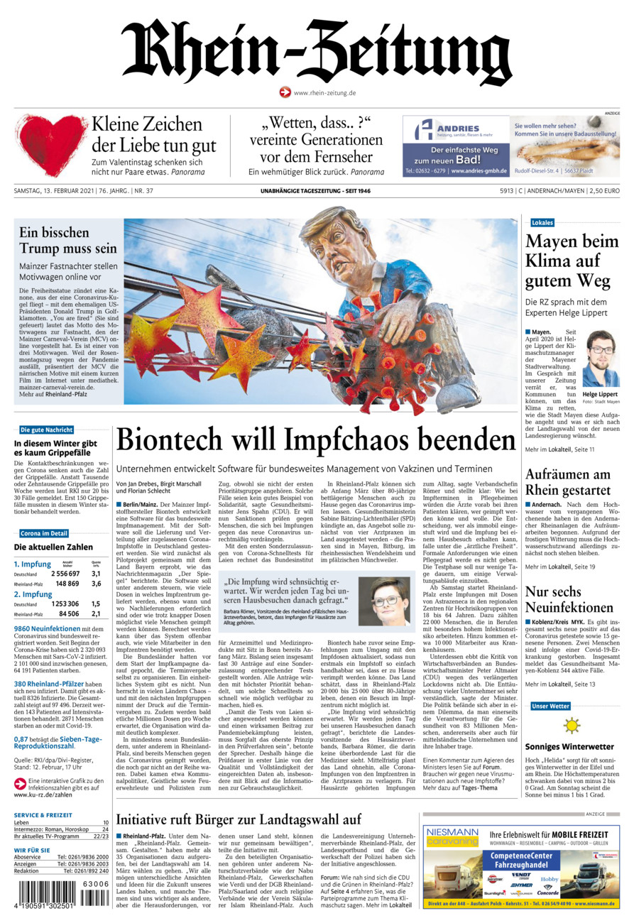Rhein-Zeitung Andernach & Mayen vom Samstag, 13.02.2021