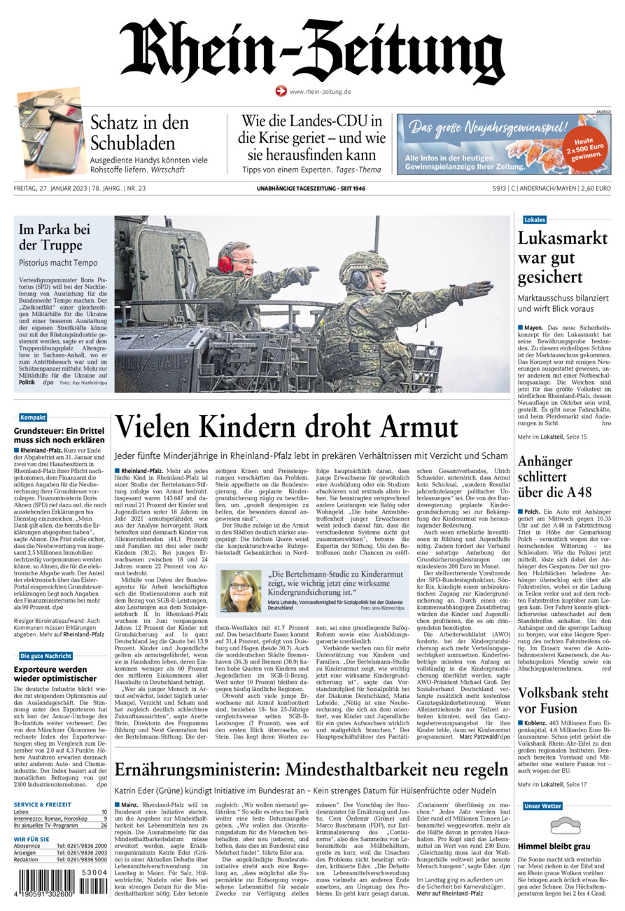 Rhein-Zeitung Andernach & Mayen vom Freitag, 27.01.2023