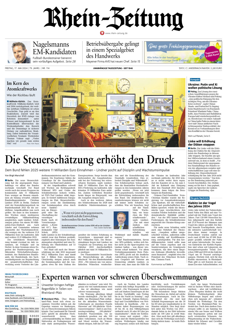 Rhein-Zeitung Andernach & Mayen vom Freitag, 17.05.2024
