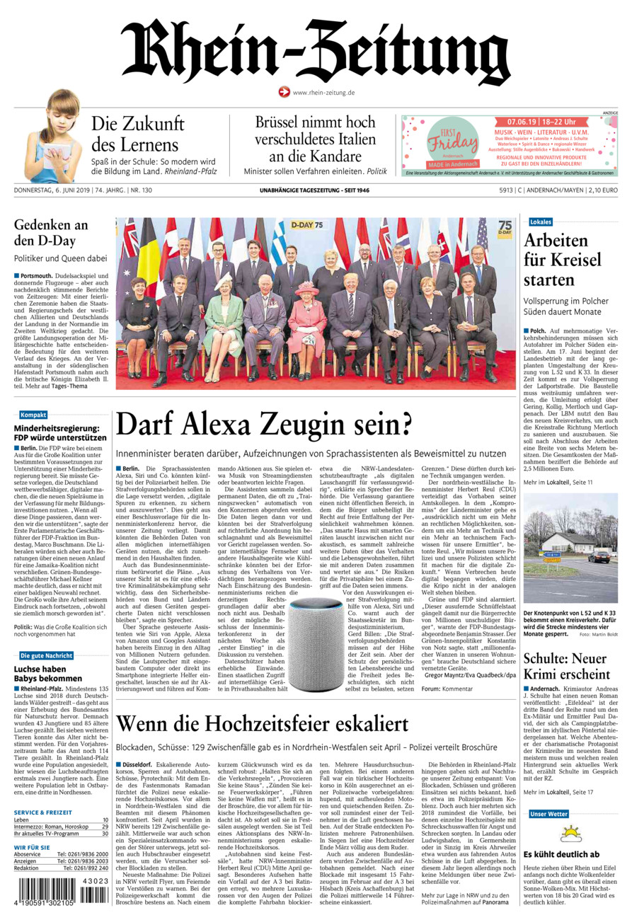 Rhein-Zeitung Andernach & Mayen vom Donnerstag, 06.06.2019