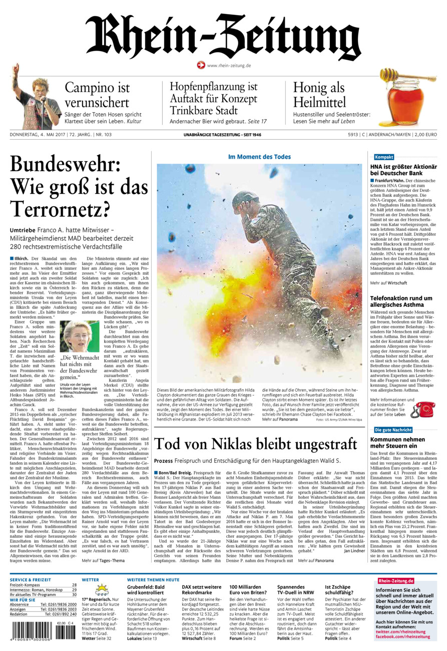Rhein-Zeitung Andernach & Mayen vom Donnerstag, 04.05.2017