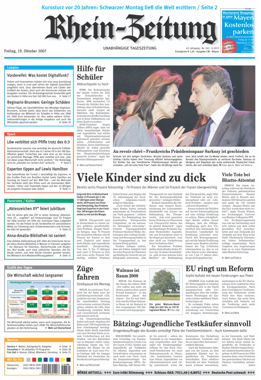 Rhein-Zeitung Andernach & Mayen vom Freitag, 19.10.2007