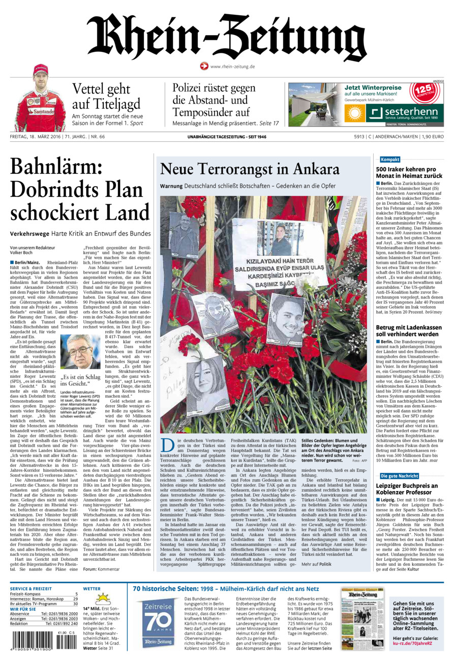 Rhein-Zeitung Andernach & Mayen vom Freitag, 18.03.2016