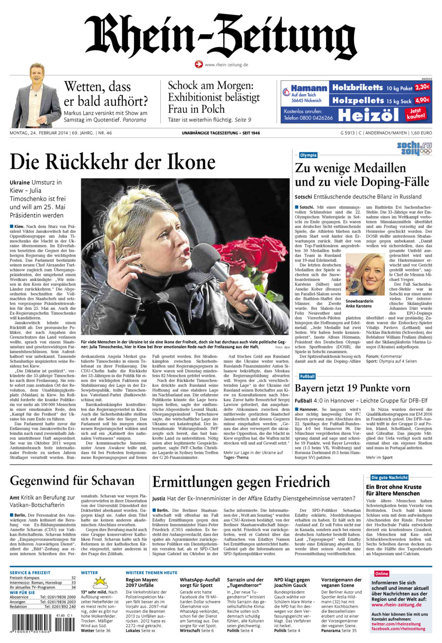 Rhein-Zeitung Andernach & Mayen vom Montag, 24.02.2014