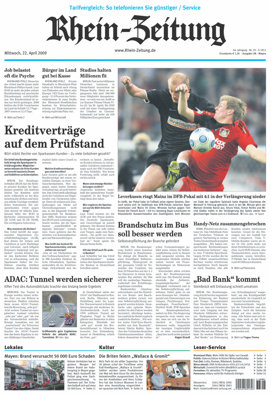 Rhein-Zeitung Andernach & Mayen vom Mittwoch, 22.04.2009