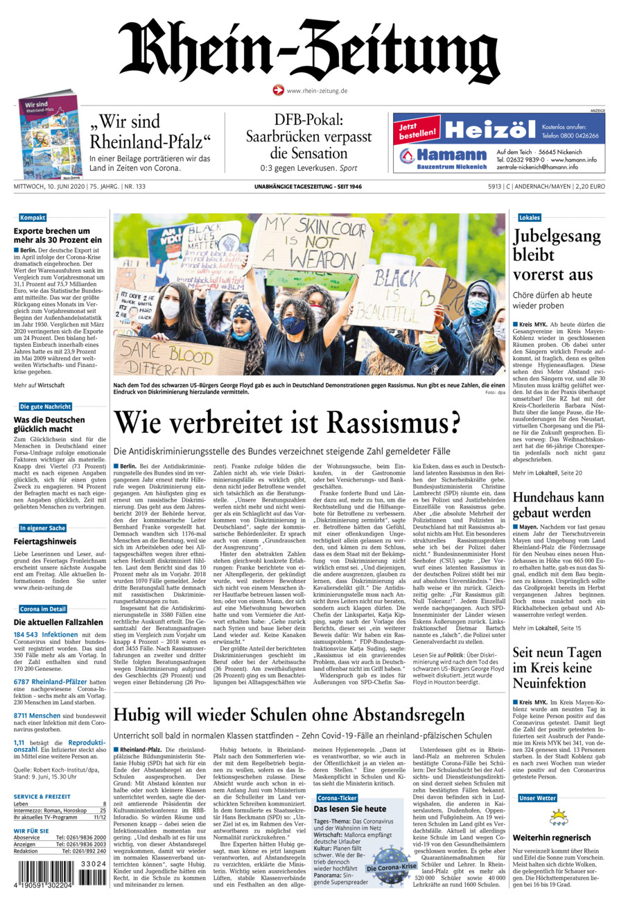 Rhein-Zeitung Andernach & Mayen vom Mittwoch, 10.06.2020