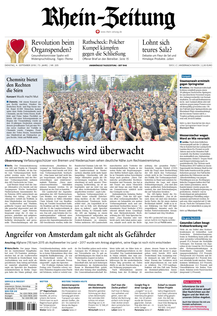 Rhein-Zeitung Andernach & Mayen vom Dienstag, 04.09.2018