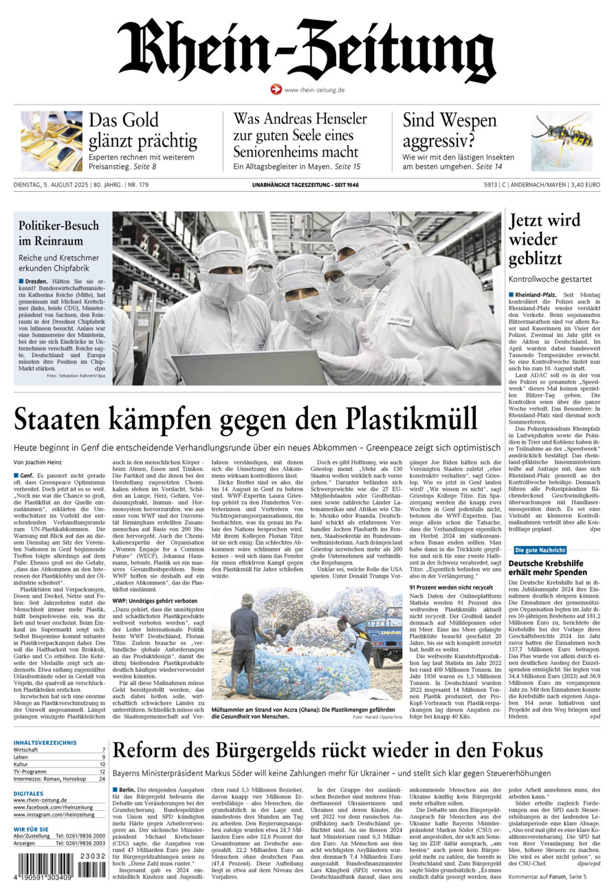 Rhein-Zeitung Andernach & Mayen vom Dienstag, 05.08.2025