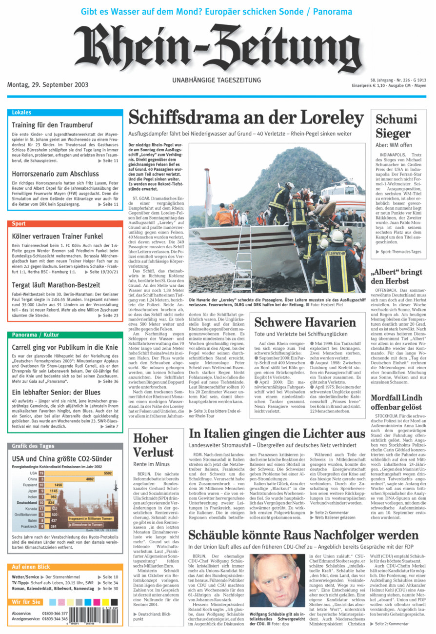 Rhein-Zeitung Andernach & Mayen vom Montag, 29.09.2003