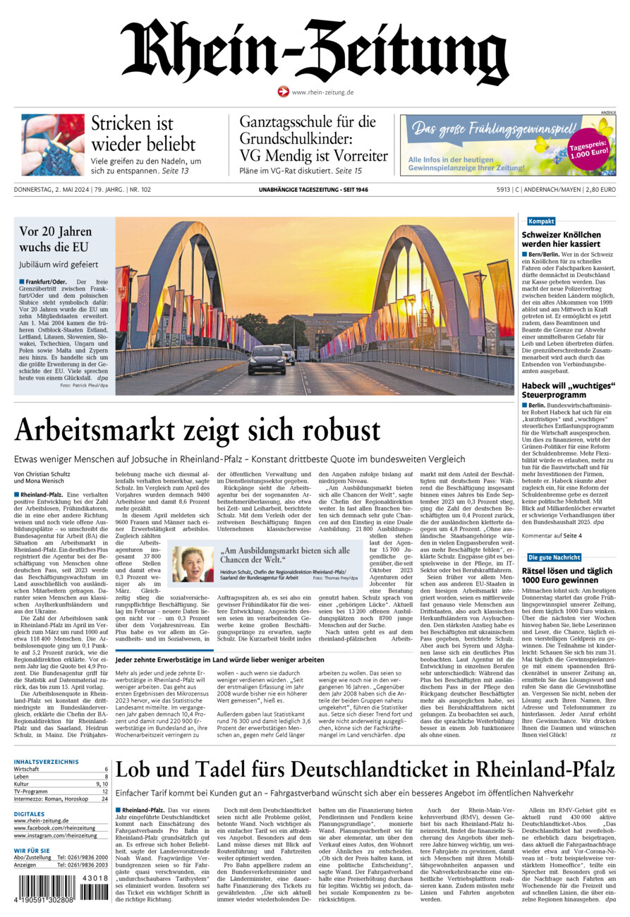 Rhein-Zeitung Andernach & Mayen vom Donnerstag, 02.05.2024