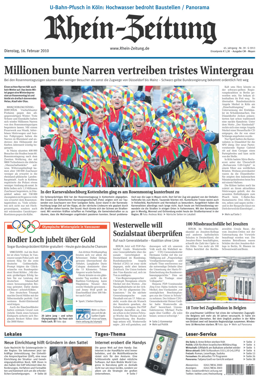 Rhein-Zeitung Andernach & Mayen vom Dienstag, 16.02.2010
