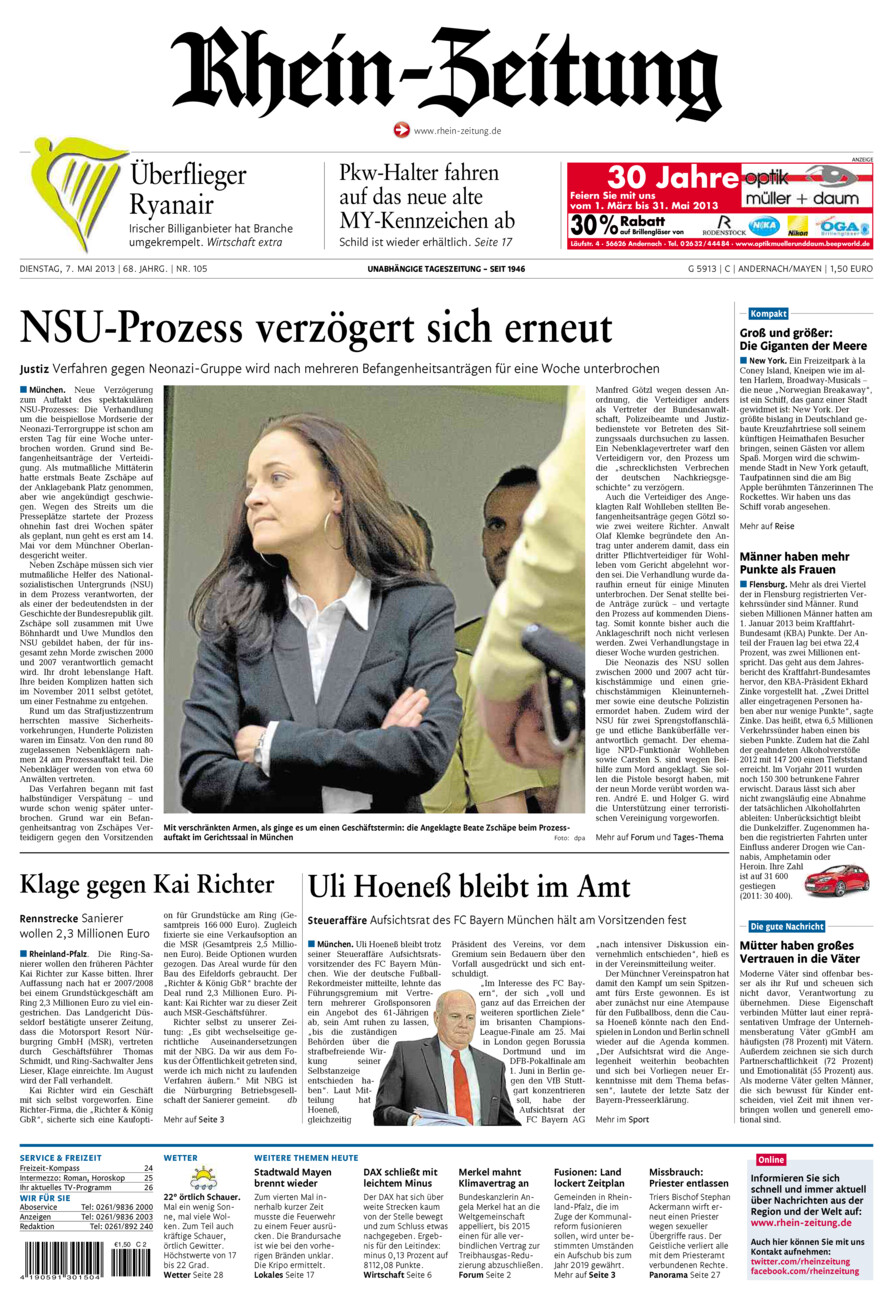 Rhein-Zeitung Andernach & Mayen vom Dienstag, 07.05.2013
