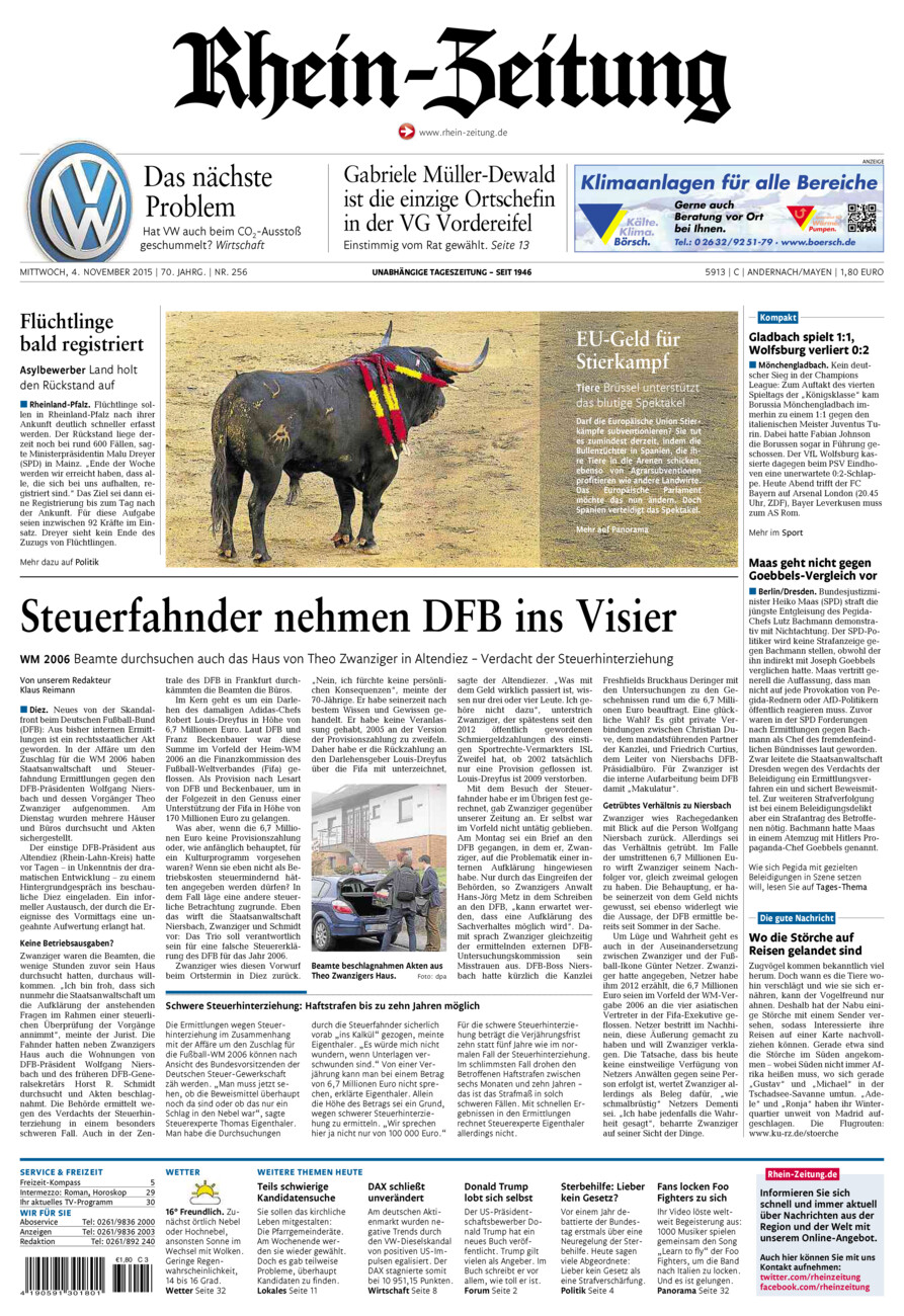 Rhein-Zeitung Andernach & Mayen vom Mittwoch, 04.11.2015