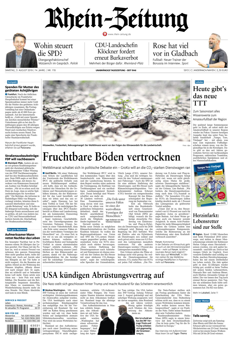 Rhein-Zeitung Andernach & Mayen vom Samstag, 03.08.2019