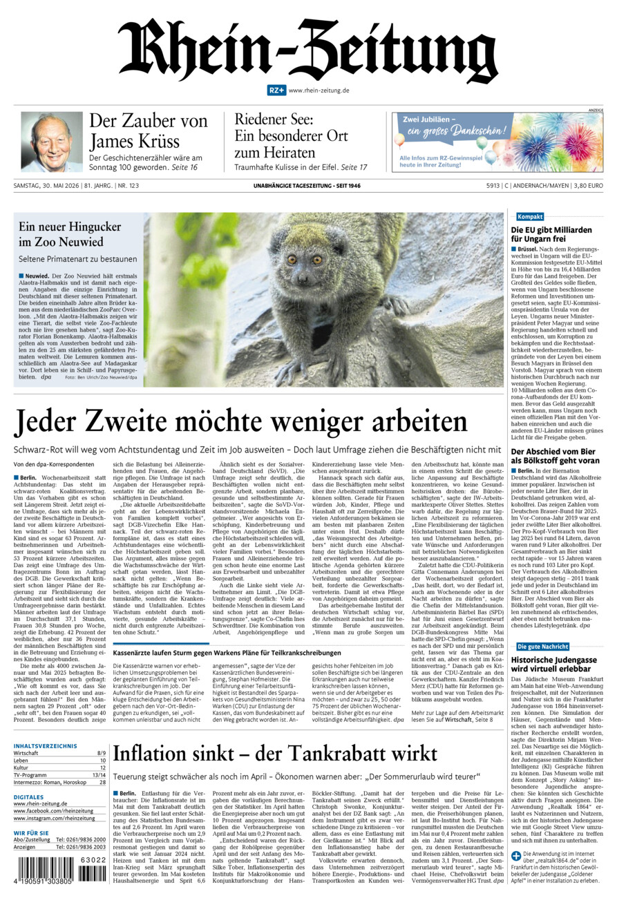 Rhein-Zeitung Andernach & Mayen vom Samstag, 30.05.2026