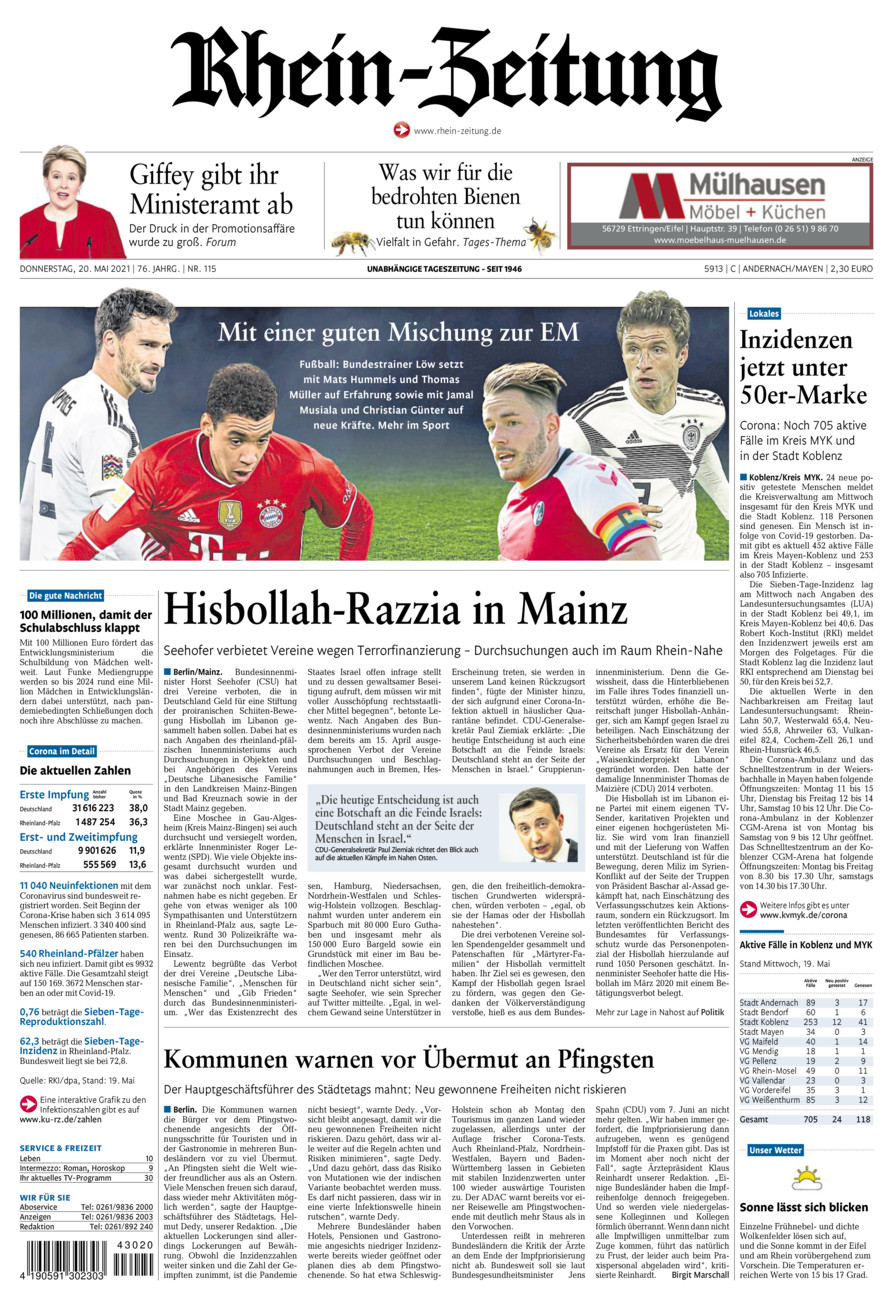 Rhein-Zeitung Andernach & Mayen vom Donnerstag, 20.05.2021