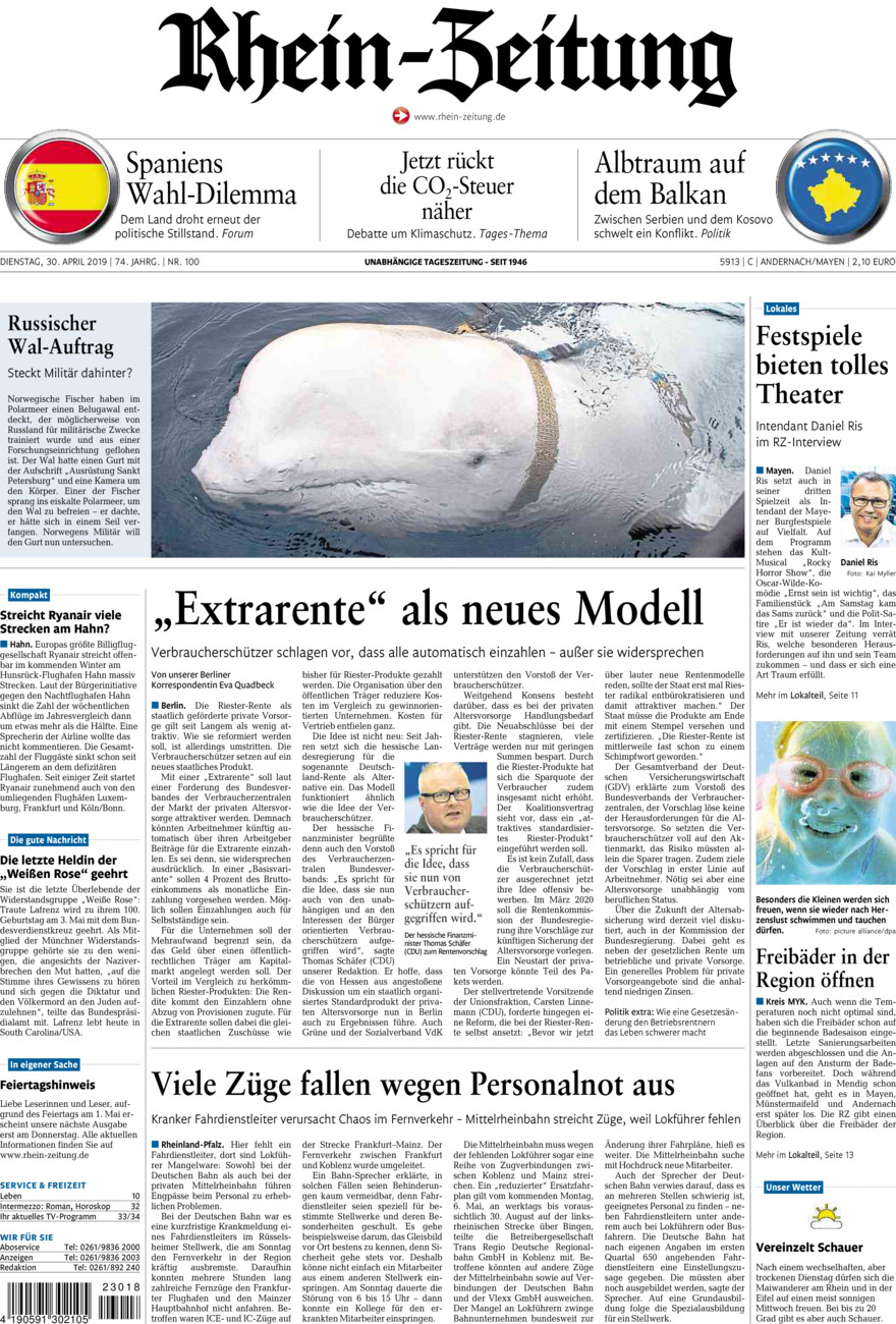 Rhein-Zeitung Andernach & Mayen vom Dienstag, 30.04.2019