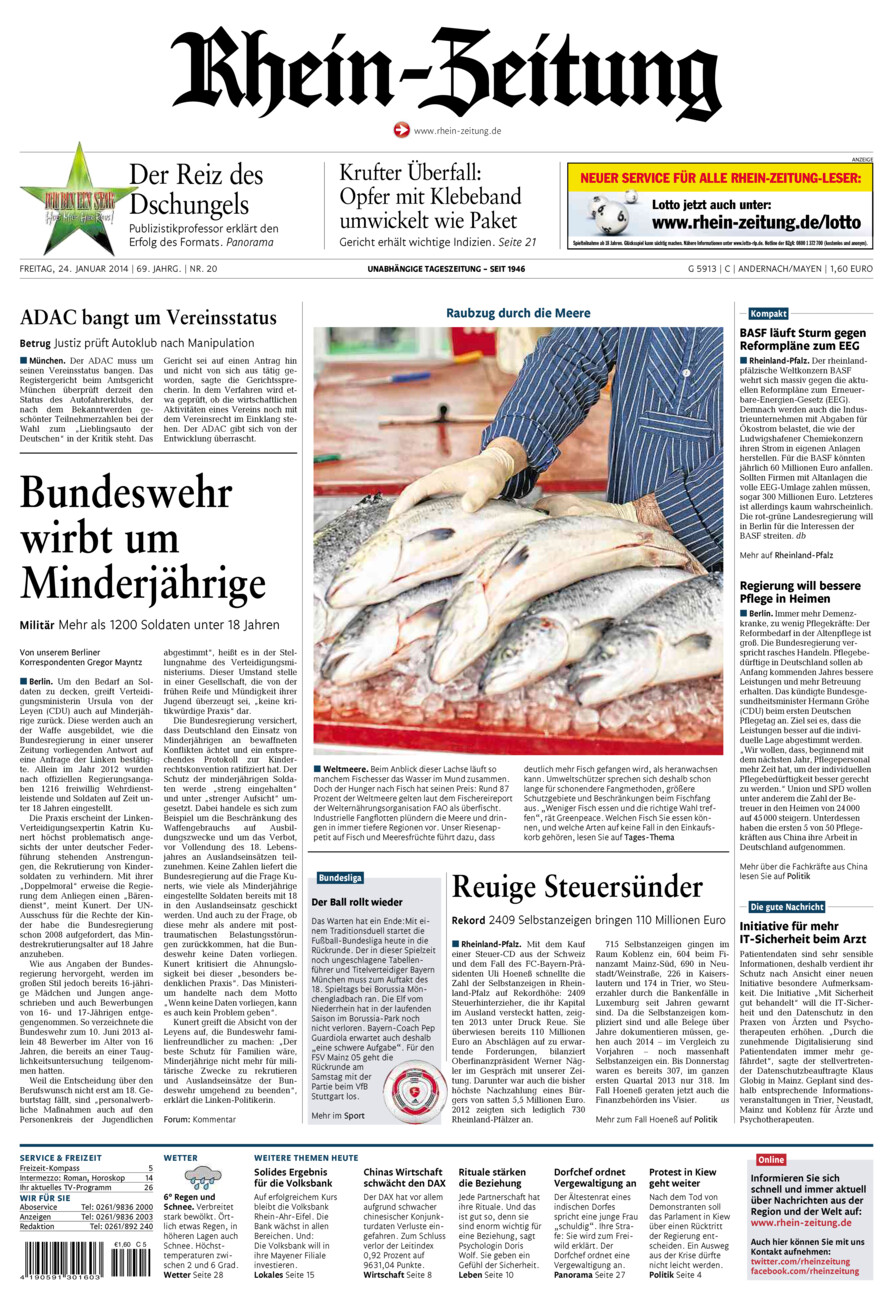 Rhein-Zeitung Andernach & Mayen vom Freitag, 24.01.2014