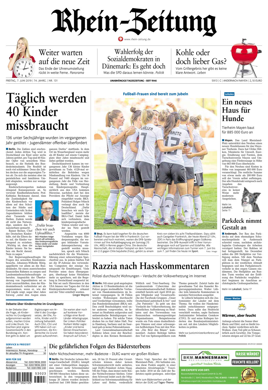 Rhein-Zeitung Andernach & Mayen vom Freitag, 07.06.2019