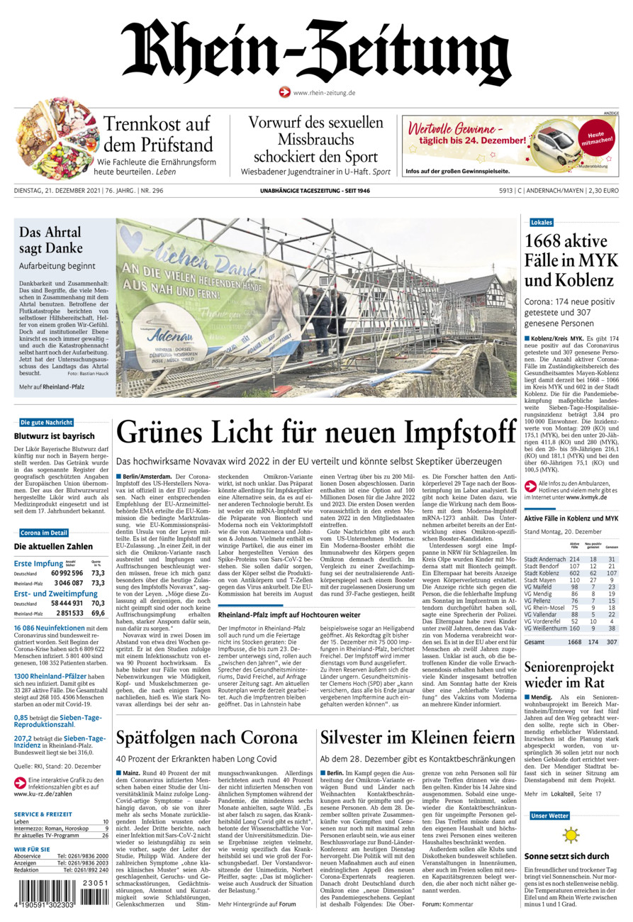 Rhein-Zeitung Andernach & Mayen vom Dienstag, 21.12.2021