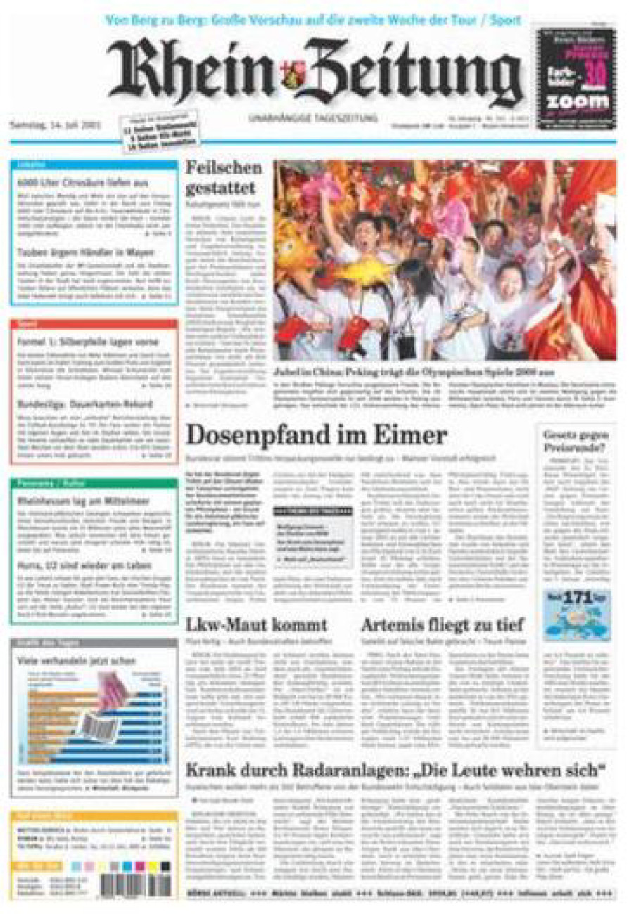 Rhein-Zeitung Andernach & Mayen vom Samstag, 14.07.2001