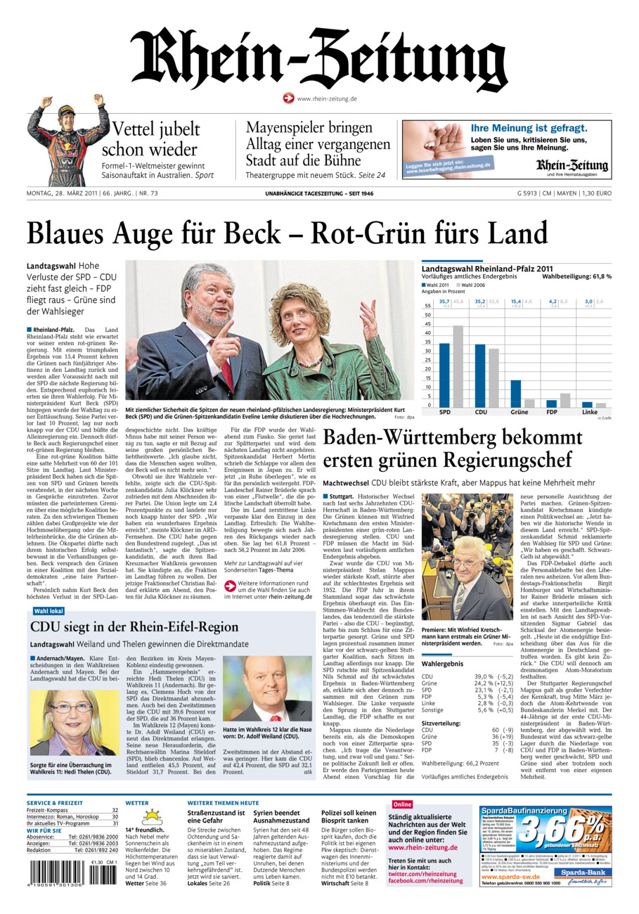 Rhein-Zeitung Andernach & Mayen vom Montag, 28.03.2011