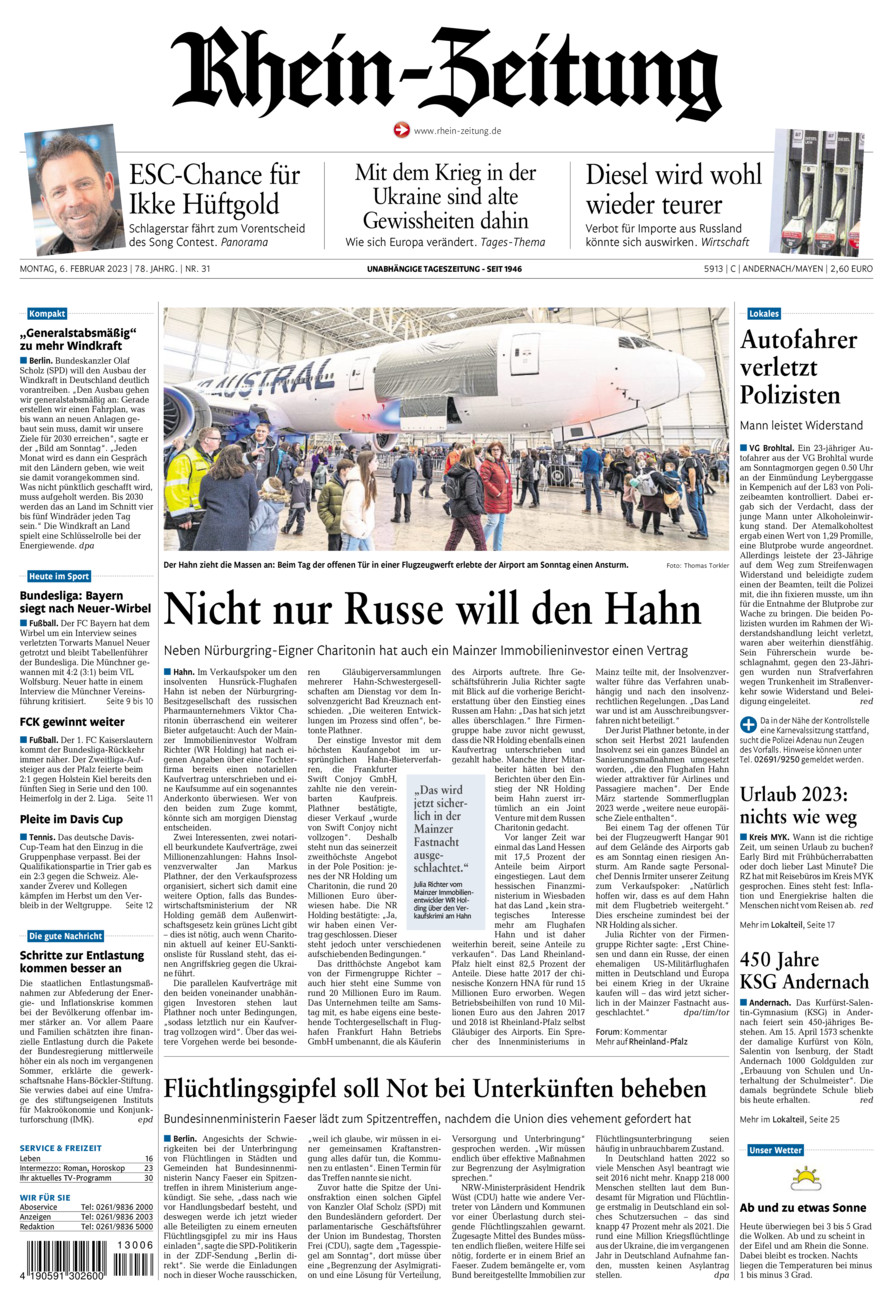 Rhein-Zeitung Andernach & Mayen vom Montag, 06.02.2023