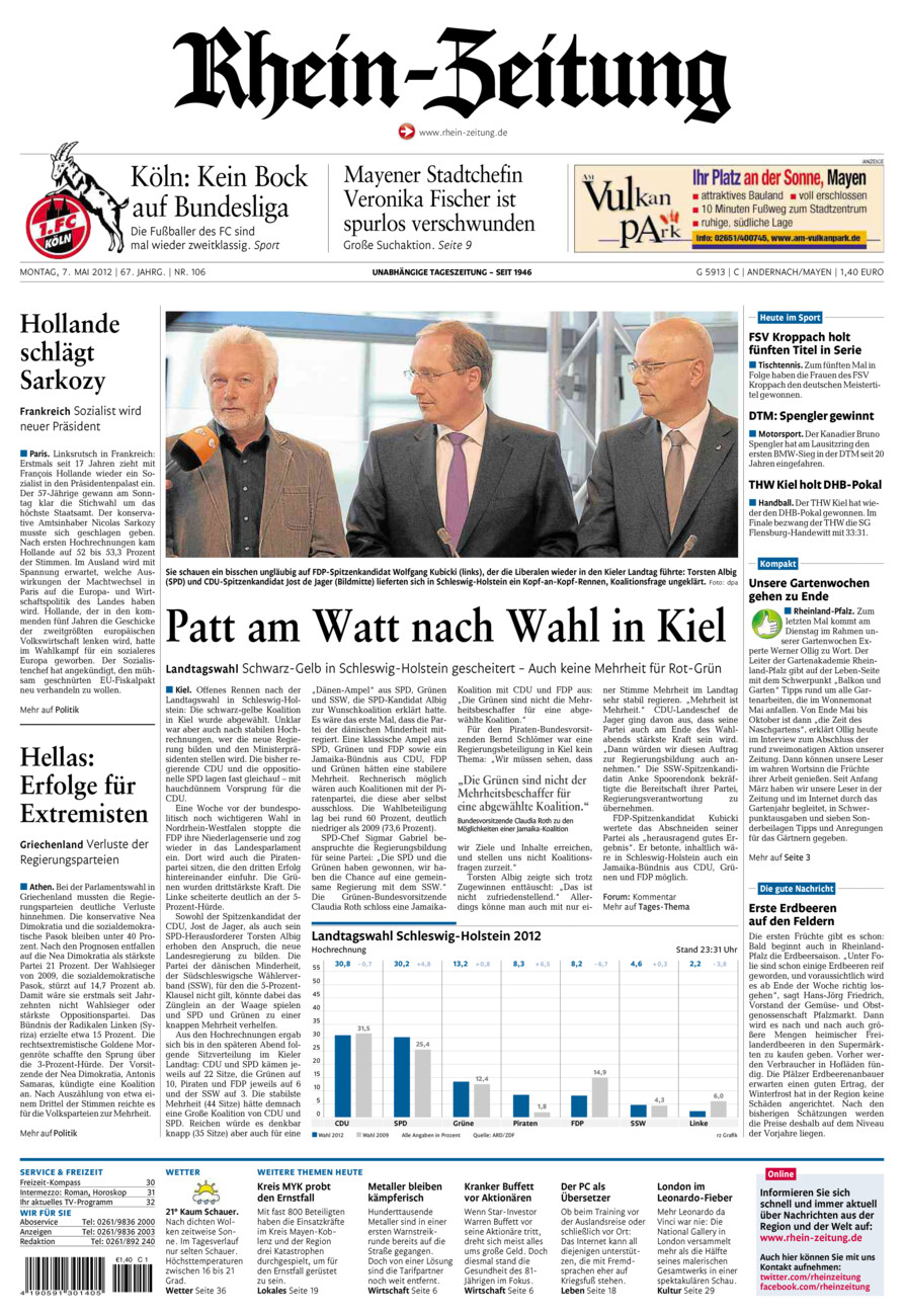 Rhein-Zeitung Andernach & Mayen vom Montag, 07.05.2012