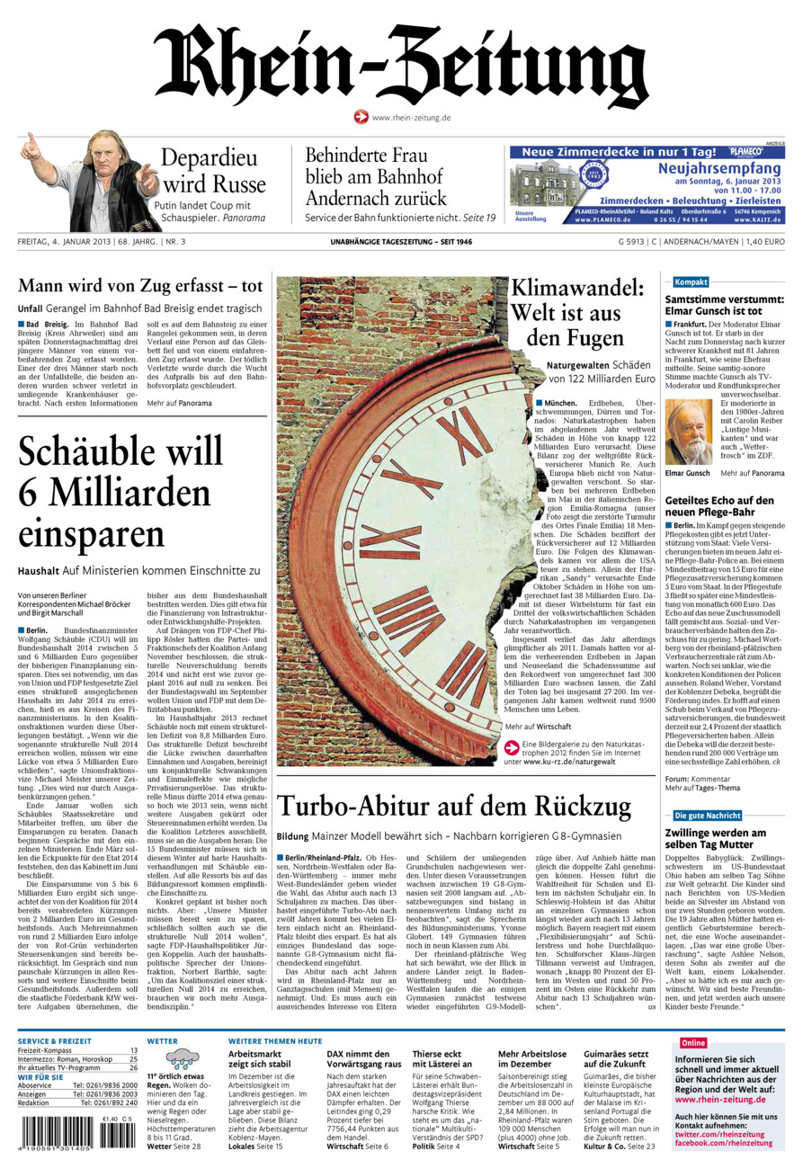 Rhein-Zeitung Andernach & Mayen vom Freitag, 04.01.2013