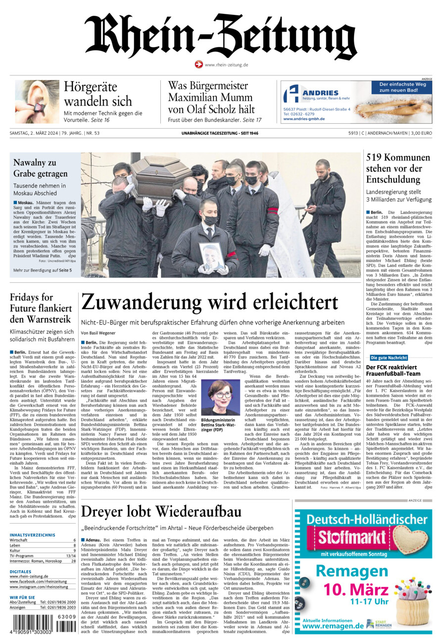 Rhein-Zeitung Andernach & Mayen vom Samstag, 02.03.2024