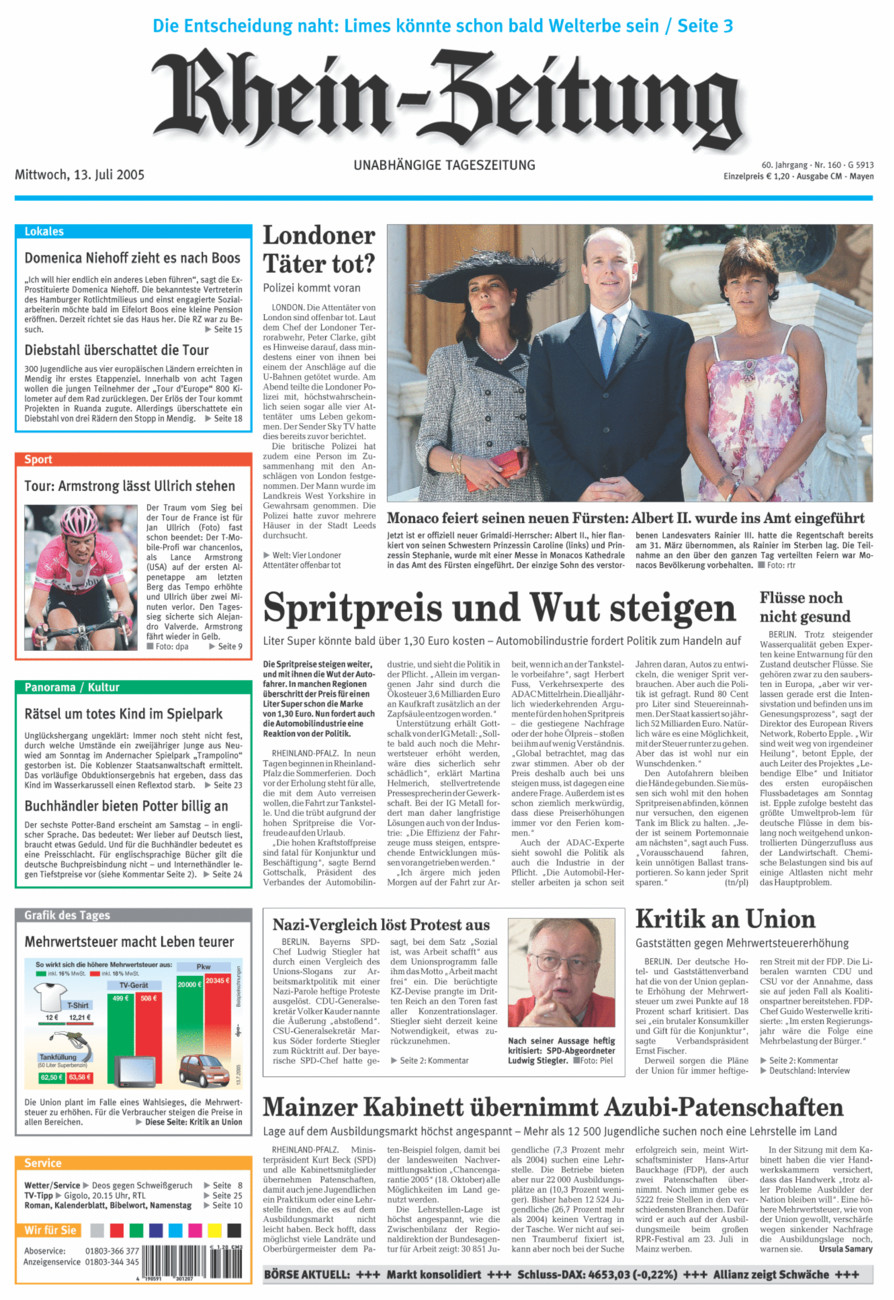 Rhein-Zeitung Andernach & Mayen vom Mittwoch, 13.07.2005