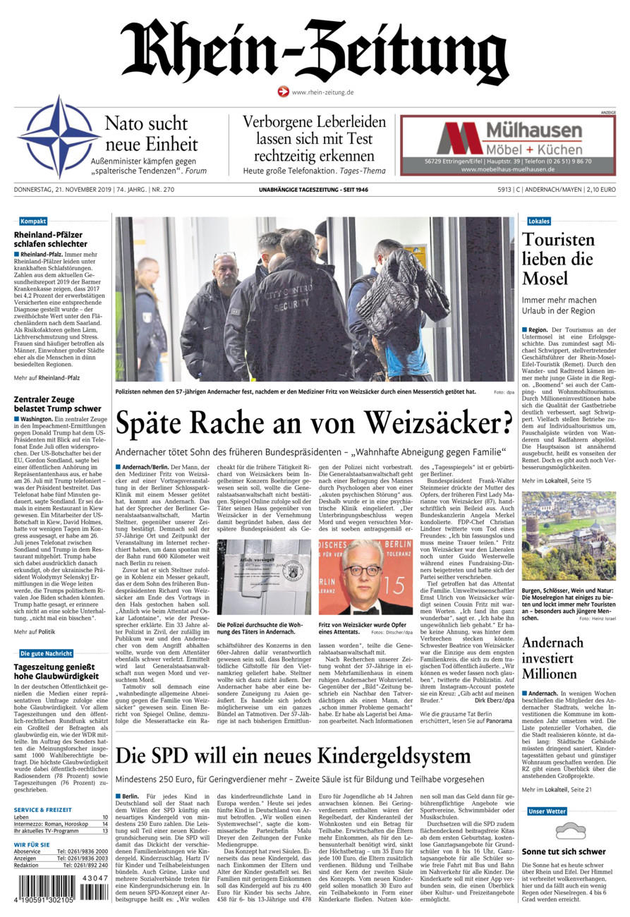 Rhein-Zeitung Andernach & Mayen vom Donnerstag, 21.11.2019