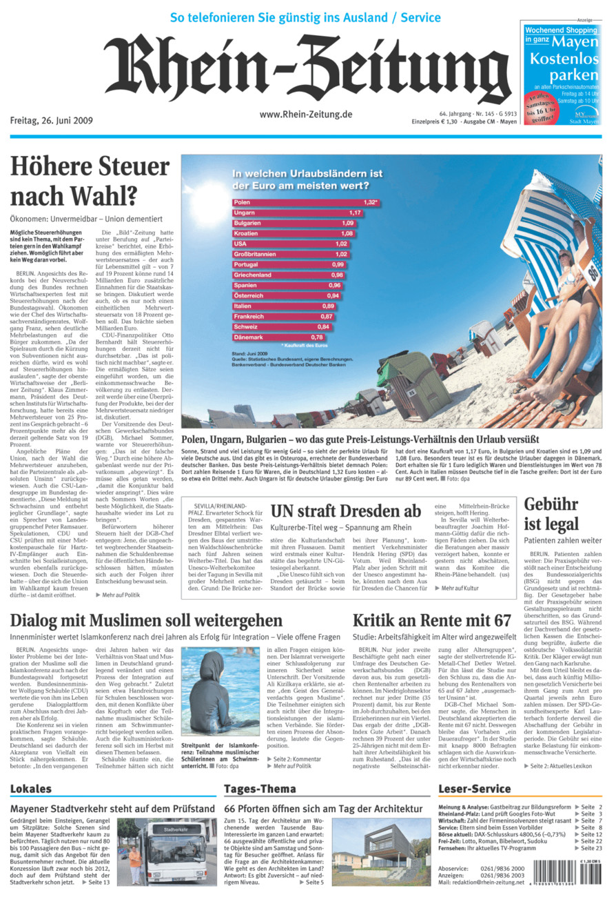 Rhein-Zeitung Andernach & Mayen vom Freitag, 26.06.2009